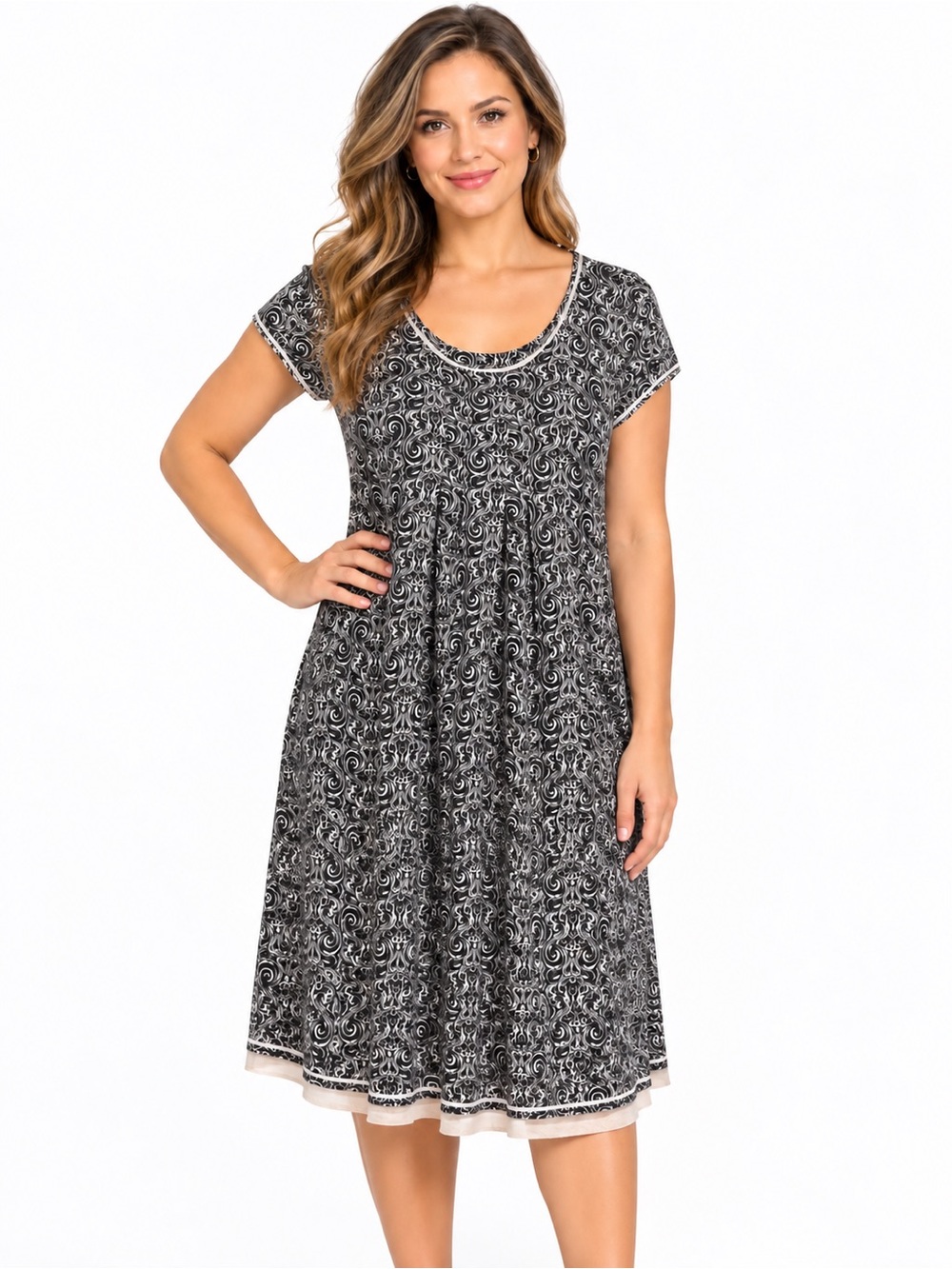 Company Ellen Tracy Medium Black & White Paisley Fit & Flare Dress